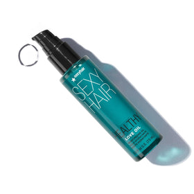 SexyHair bottle on bathroom vanity illustrating everyday styling convenience