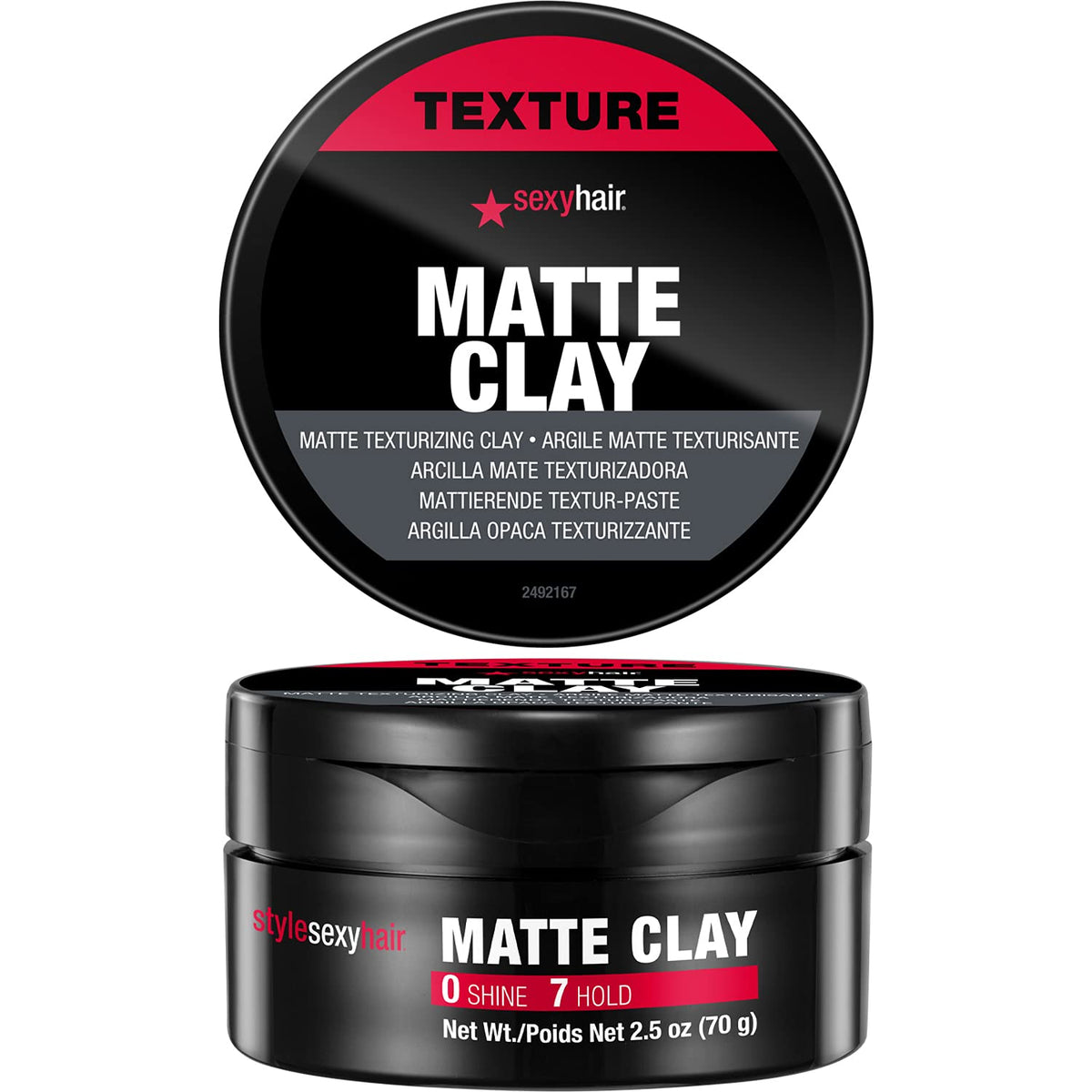 SexyHair Matte Clay front jar showing label and size for easy identification and storage