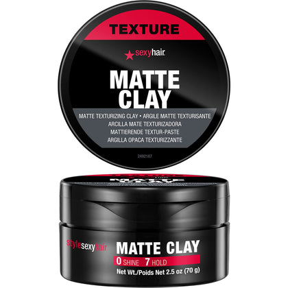 SexyHair Matte Clay front jar showing label and size for easy identification and storage
