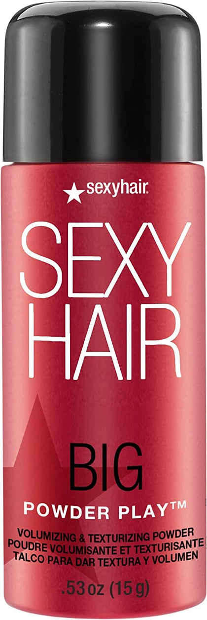SexyHair powder play front packaging showing compact travel-friendly styling