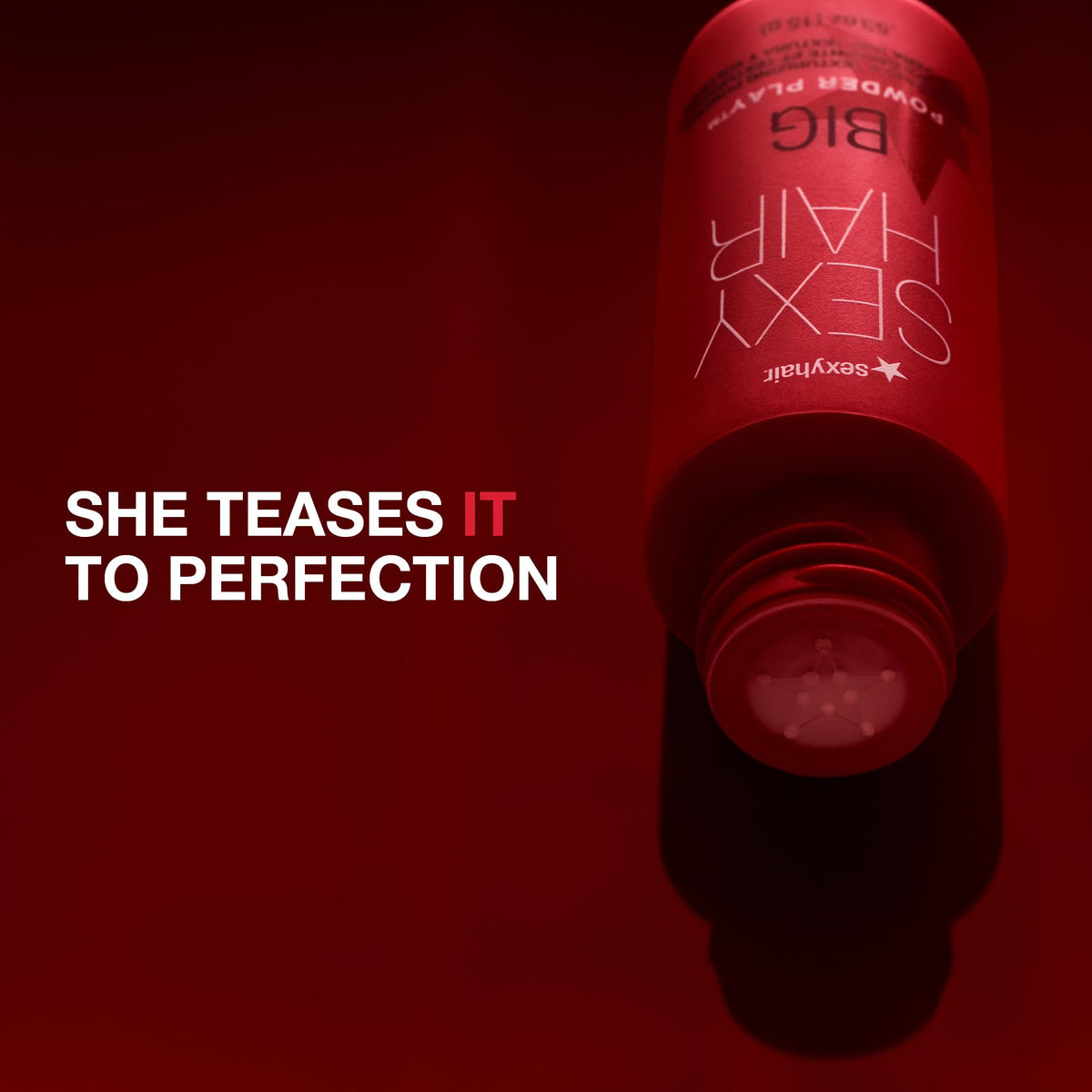 SexyHair powder play held in hand showing compact 0.53 oz size