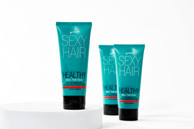 SexyHair treated hair in lifestyle setting showing smooth, frizz-controlled finish after use