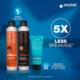 SexyHair 3.4 oz bottle next to coin for scale conveying compact travel-friendly size benefit