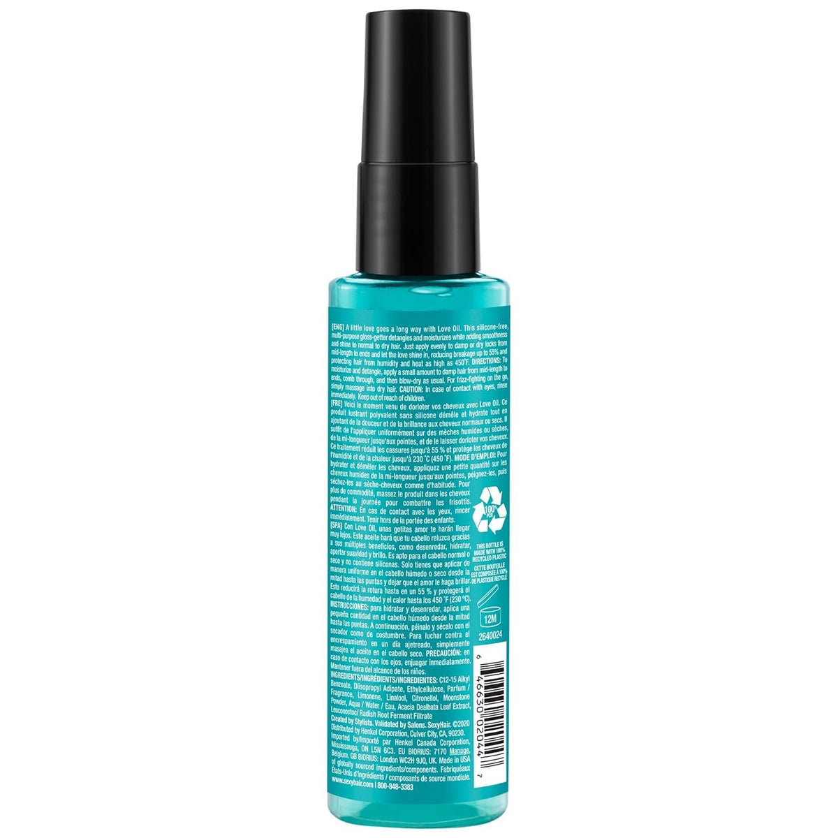 SexyHair next to ruler size comparison emphasizing compact 2.5 oz travel-friendly