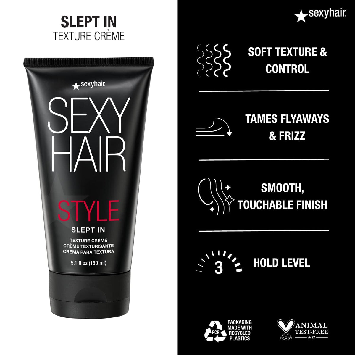 SexyHair cream being warmed in palms for easy application and control