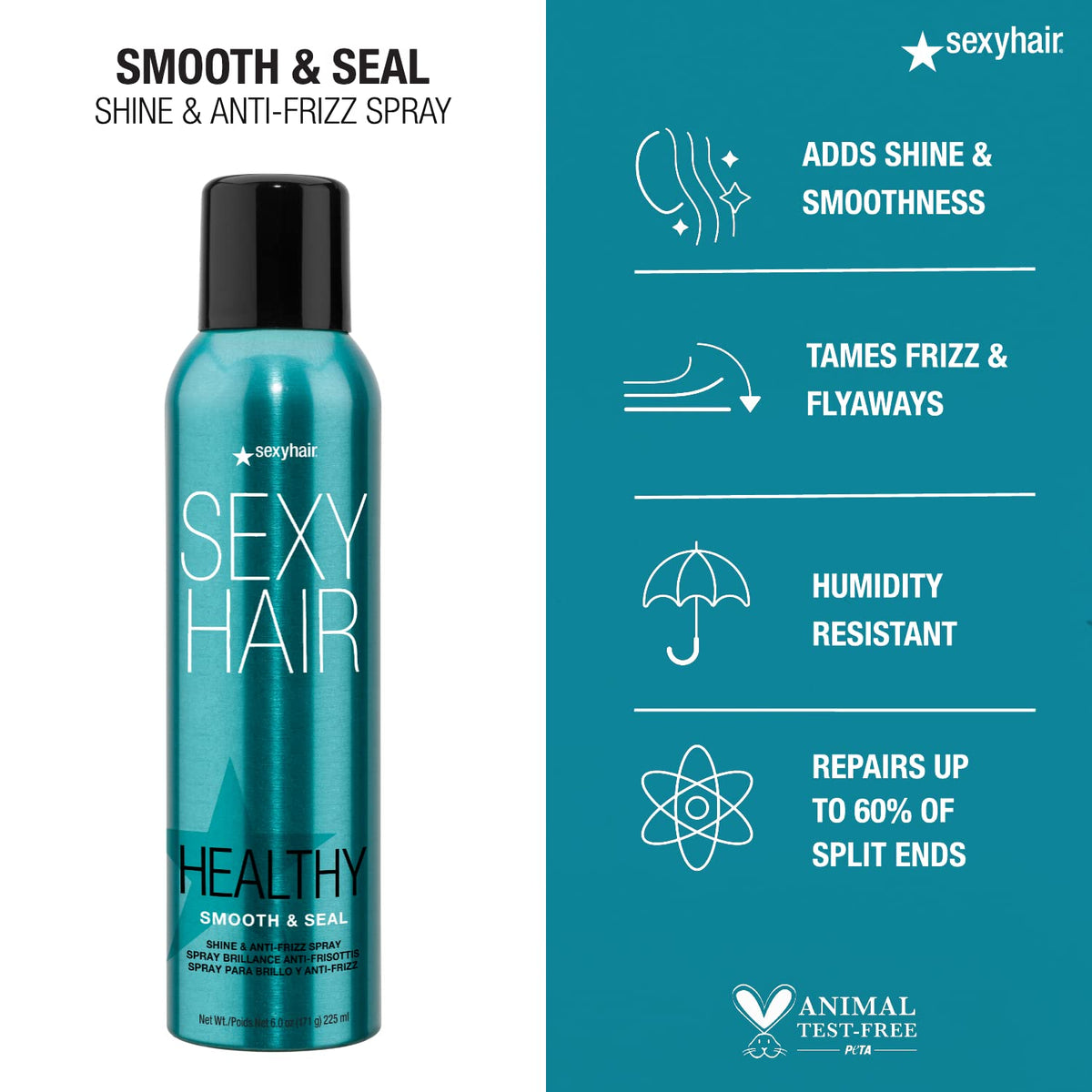 SexyHair misting on dry hair demonstrating frizz control and shine