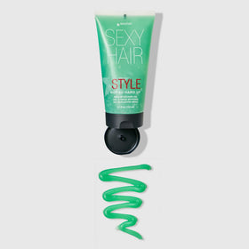 SexyHair smoothing flyaways on dry hair for precise finishing