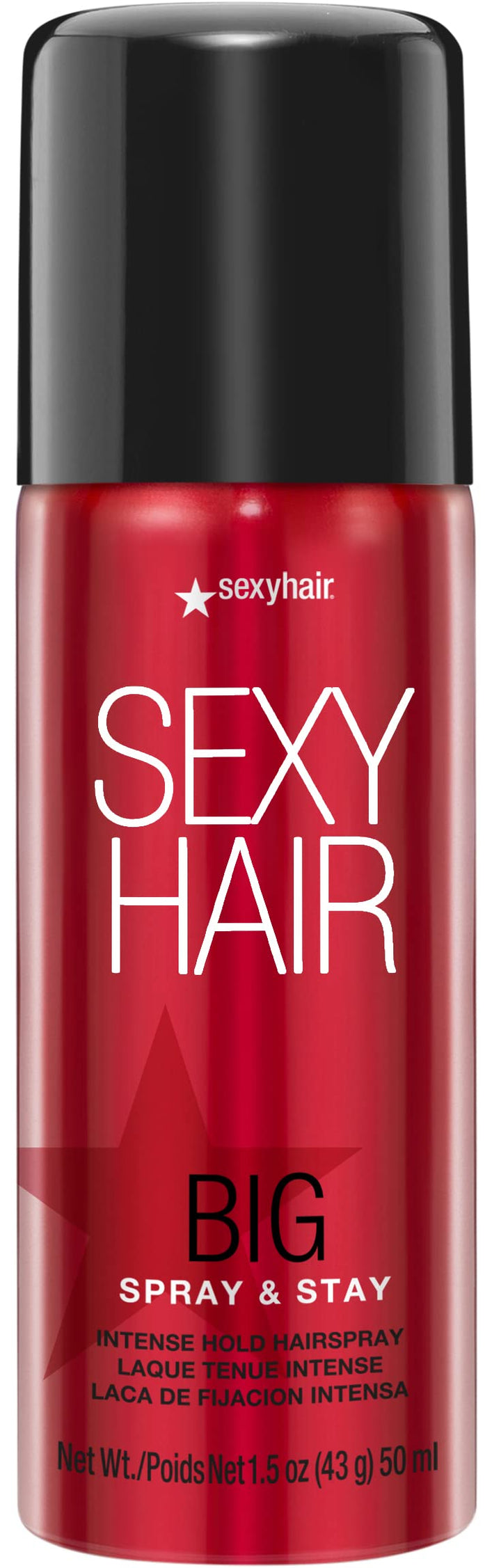 SexyHair travel can front view showing compact design and strong hold