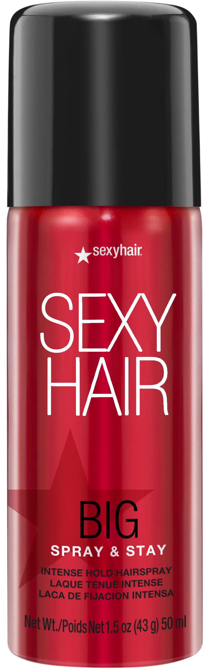 SexyHair travel can front view showing compact design and strong hold
