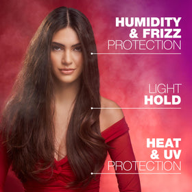 SexyHair mist being applied to styled hair for frizz protection