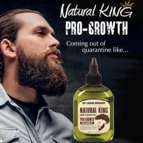 SFC lifestyle grooming photo of a man using oil for tidy beard and polished look