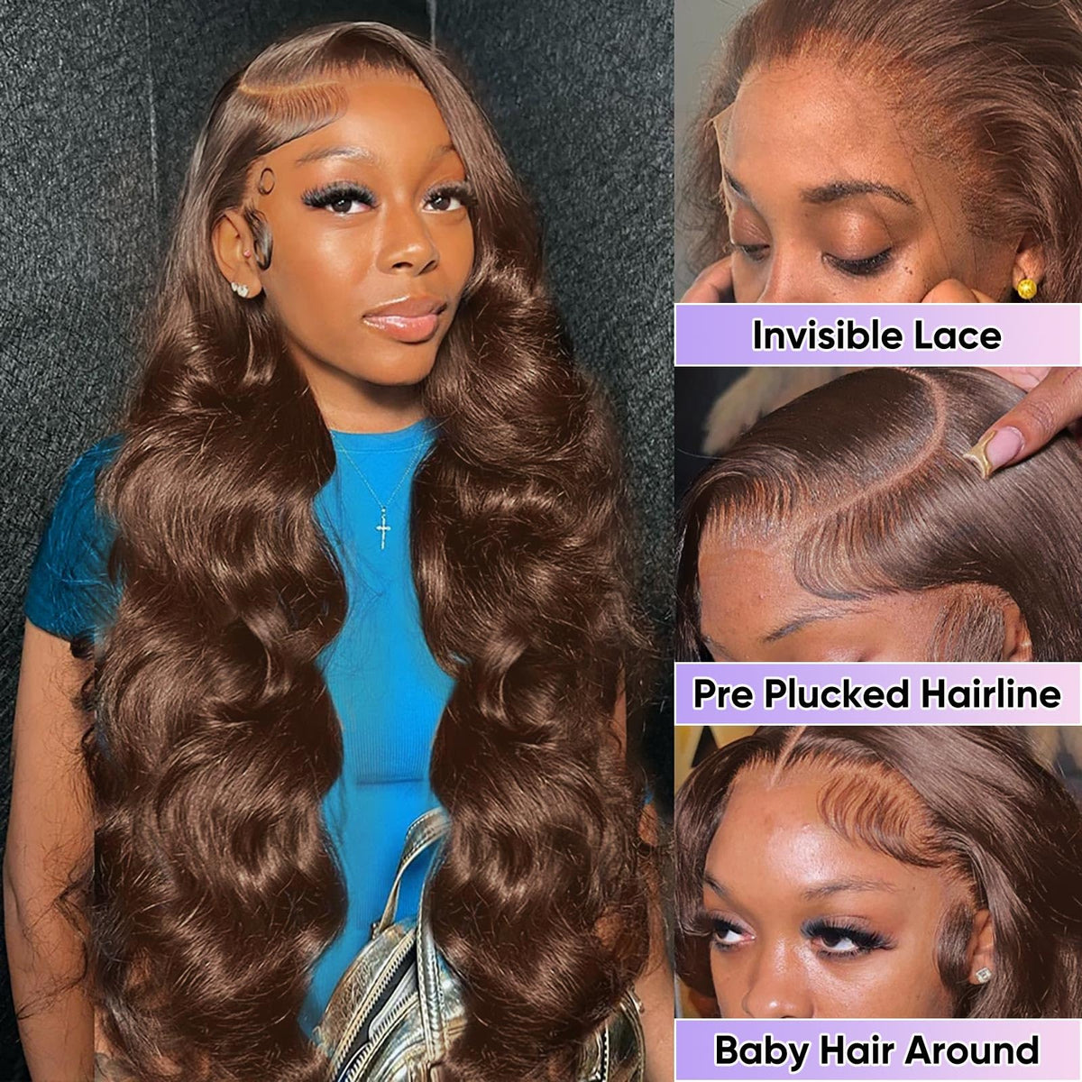 SFTNMEH close-up of 13x6 lace hairline pre-plucked for realistic blending