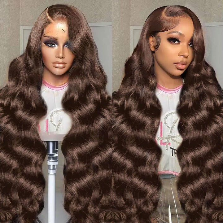 SFTNMEH front view chocolate brown wig showing natural hairline and length benefit