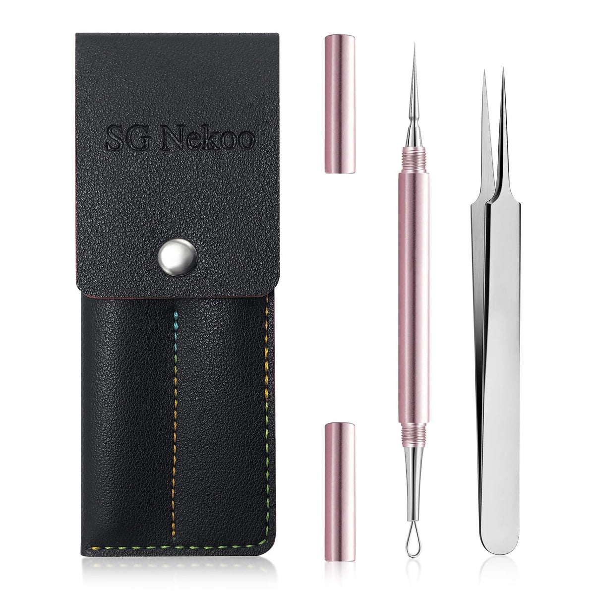 SG Nekoo front view of tools in open pink PU case showing neat storage and portability