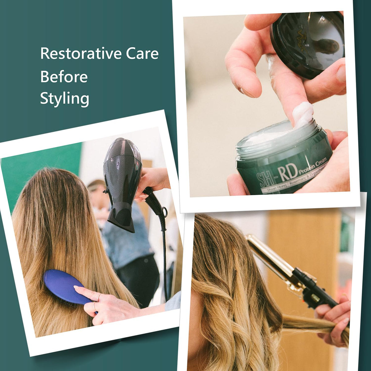 SH-RD before and after split ends showing reduced breakage benefit