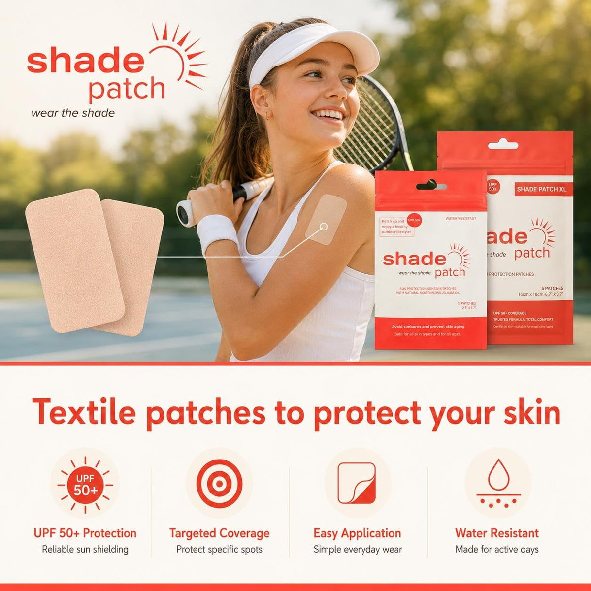Shade Patch close-up textile weave illustrating UPF fabric and breathability