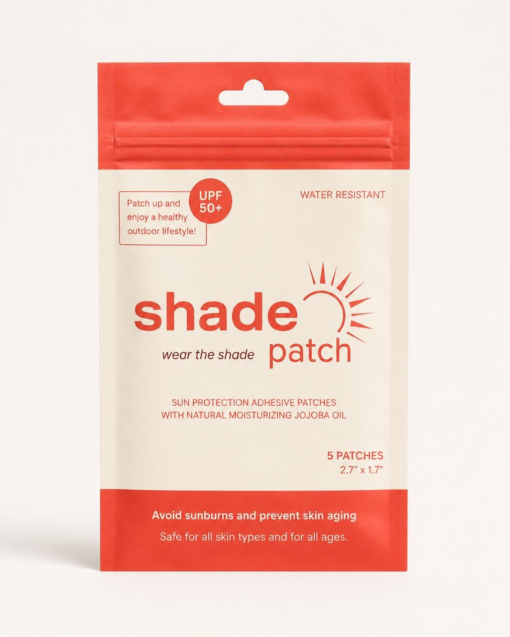 Shade Patch front packaging showing product and benefits brand protection
