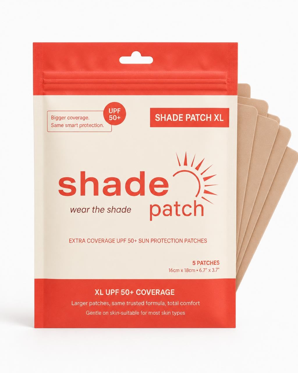 Shade Patch front packaging showing product and UPF50+ protection benefits