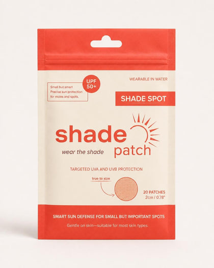 Shade Patch front packaging showing 20-count and UPF 50+ protection benefit
