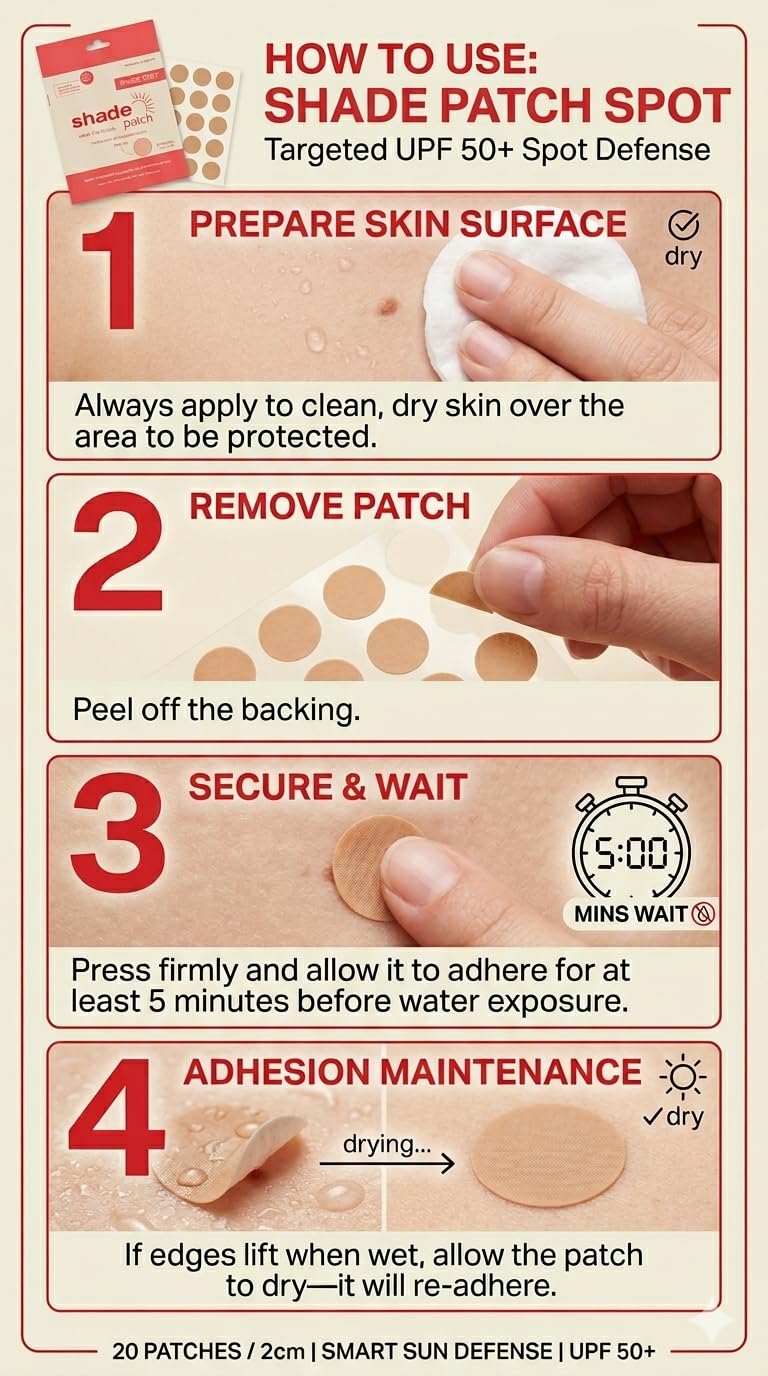 Shade Patch next to a coin showing compact size and targeted protection