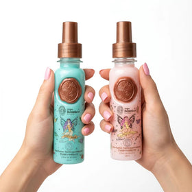 SHAEIO RITUAL BOTANICO bottle on vanity with brush suggesting daily styling use