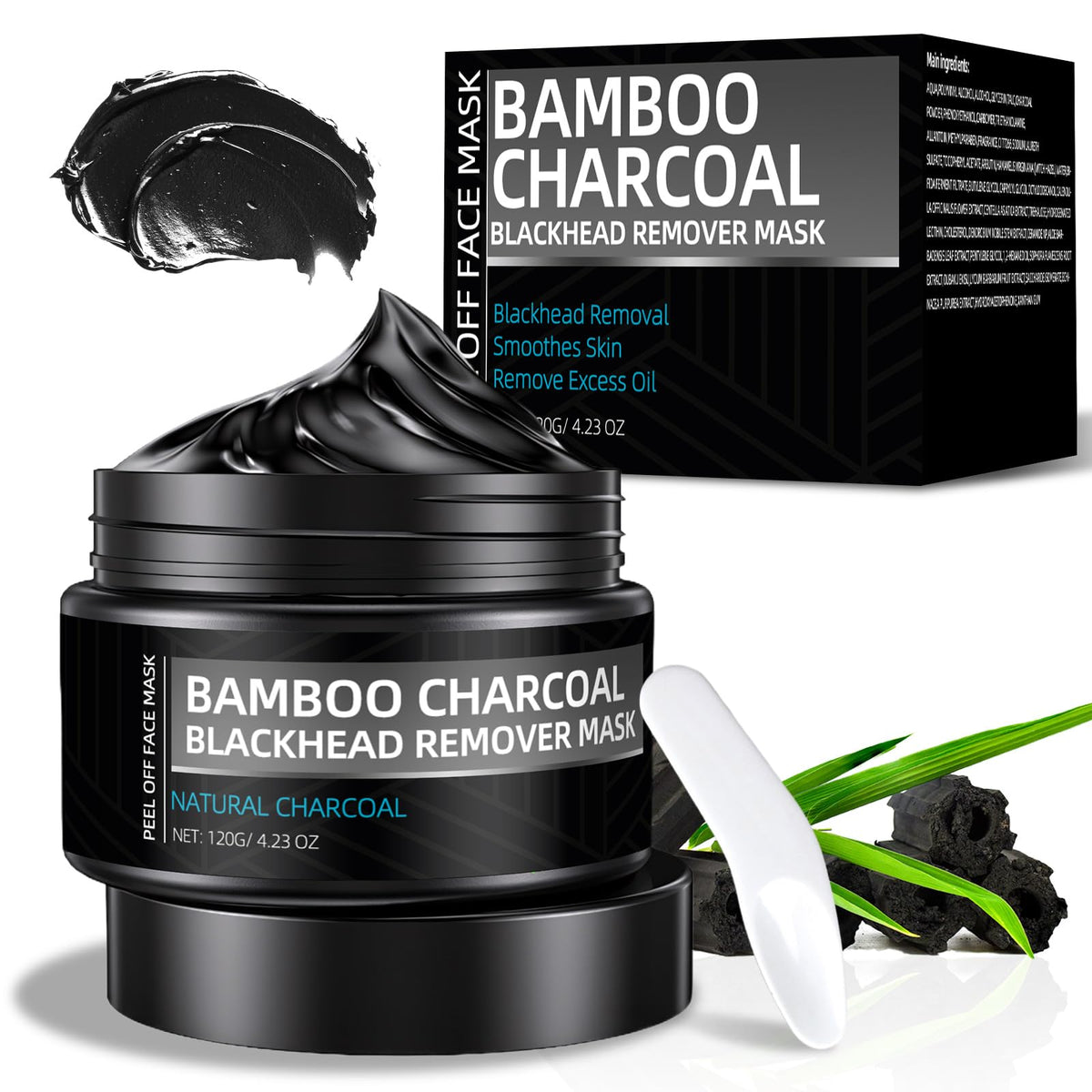 Shaeva front packaging jar showing 120g and charcoal mask clarity benefit