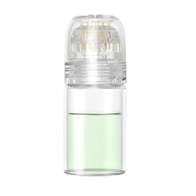 shake beauty front view of derma stamp and 5ml bottle showing compact design and portability