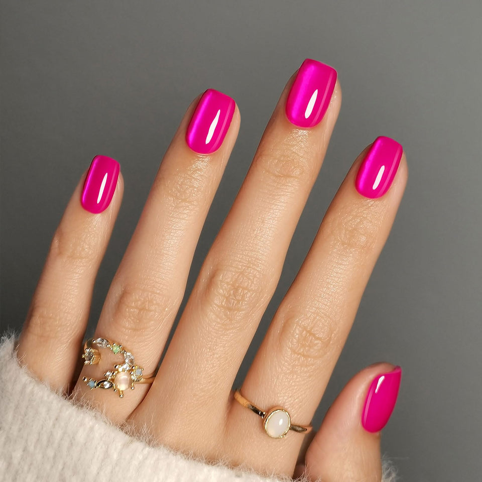 ShangMeng front packaging showing hot pink press on nails and kit benefits