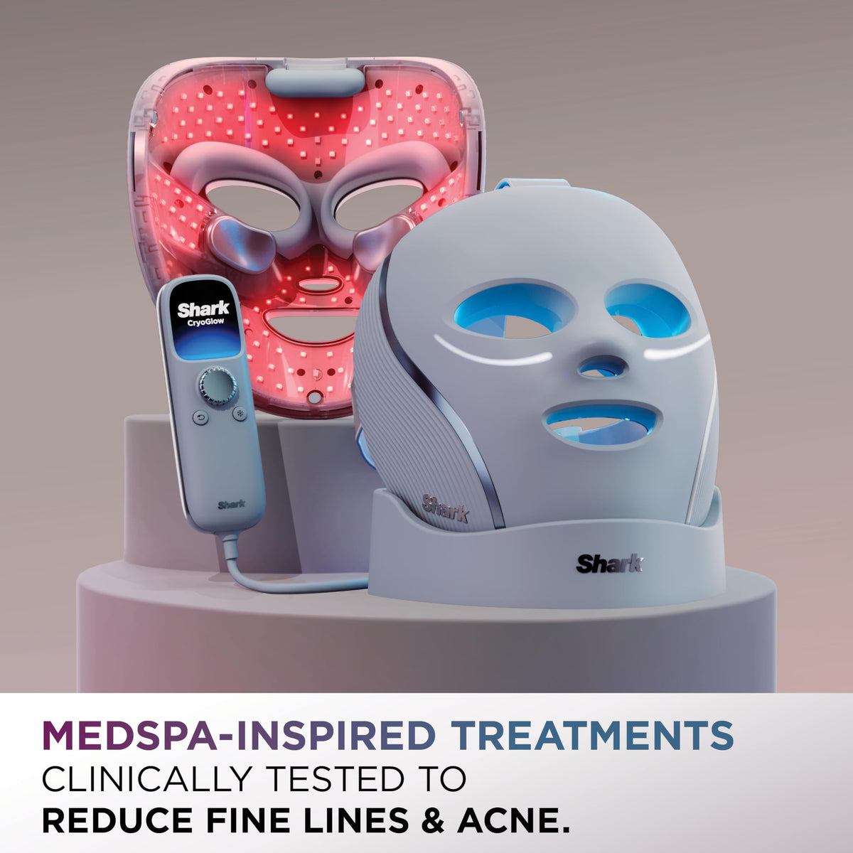 Shark CryoGlow under-eye cooling module highlighting InstaChill temperature control benefits