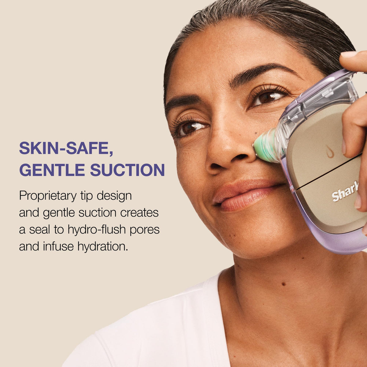 Shark FacialPro Glow DePuffi attachment close detail, illustrating hot and cold therapy benefit