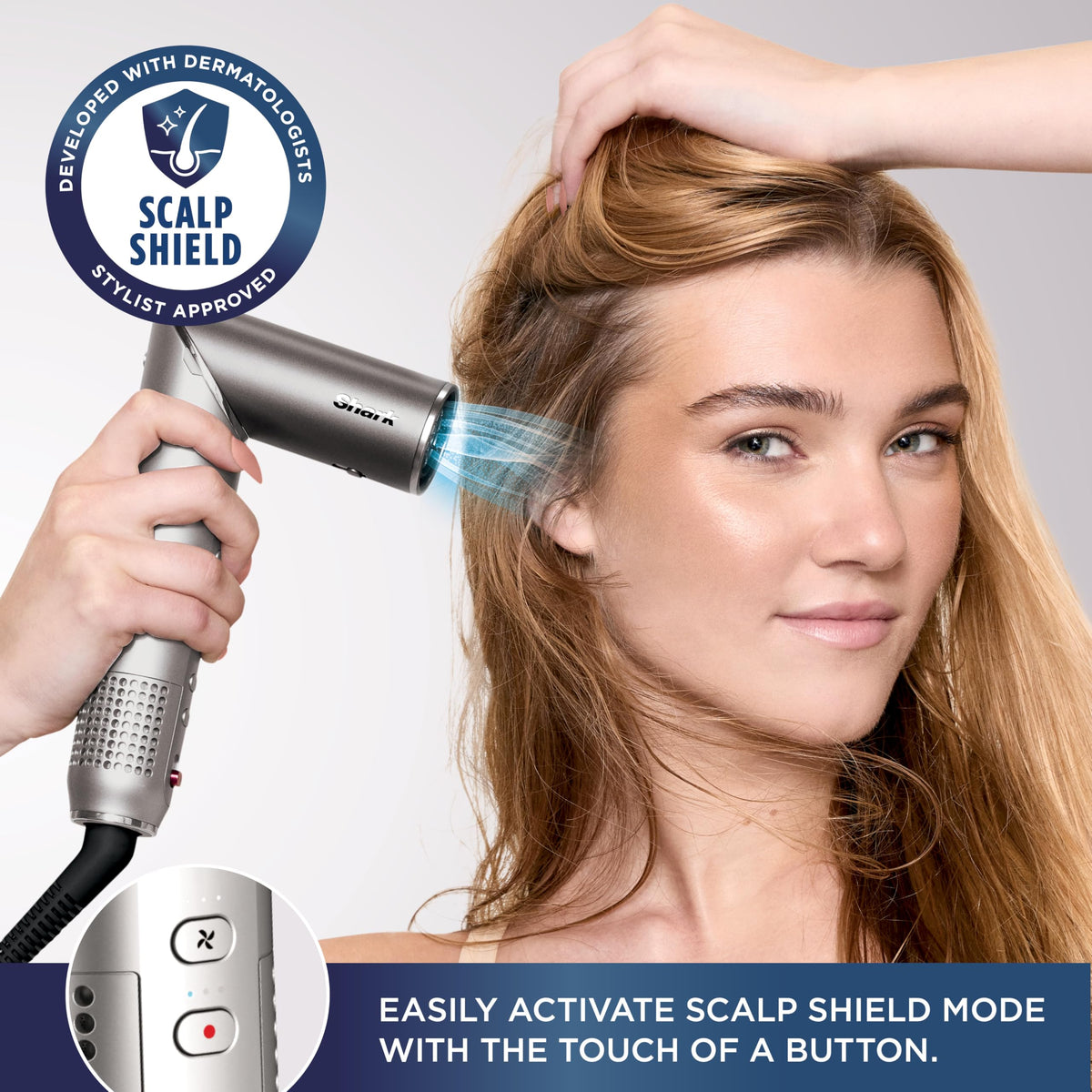 Shark FlexFusion styling wet hair showing faster drying with less heat exposure