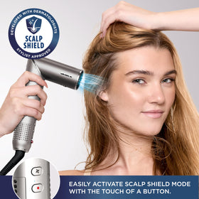 Shark FlexFusion styling wet hair showing faster drying with less heat exposure