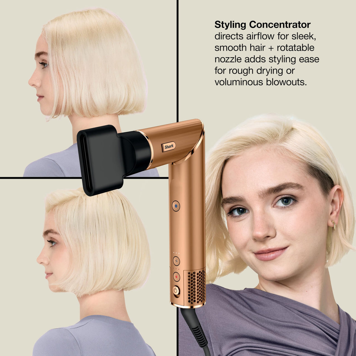 Shark FlexStyle 1.25-inch auto-wrap curler close-up showing Coanda wrap for defined curls