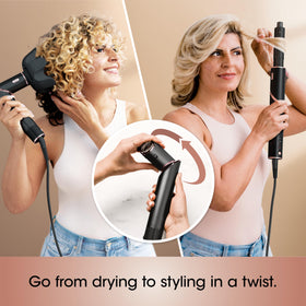 Shark FlexStyle auto-wrap curler attachment creating consistent curls quickly