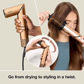Shark FlexStyle used to create a salon blowout showing quick drying and polished finish