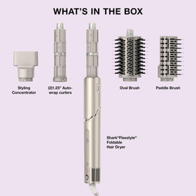 Shark FlexStyle box contents displayed with all attachments included