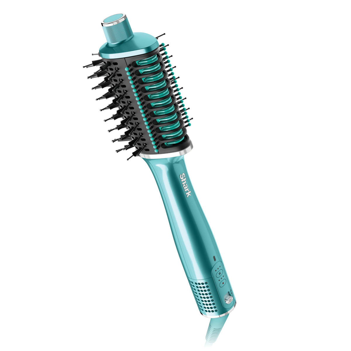 Shark Glossi front view showing glossy finish and controls for quick styling benefit