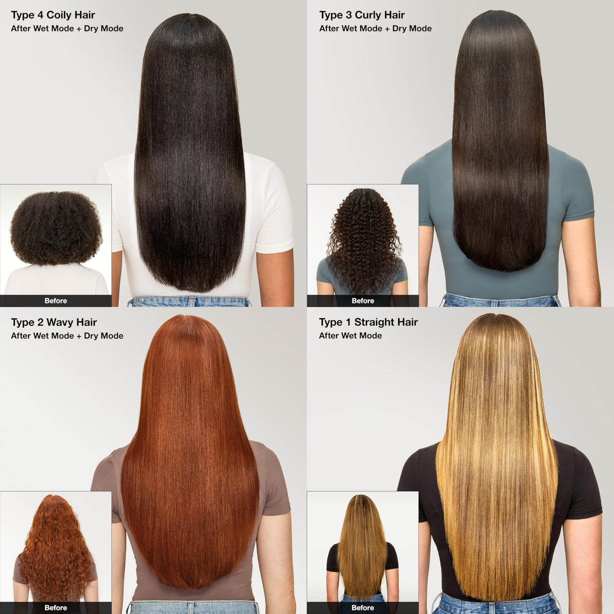 Shark SilkiPro three interchangeable combs laid out highlighting versatility for all hair types