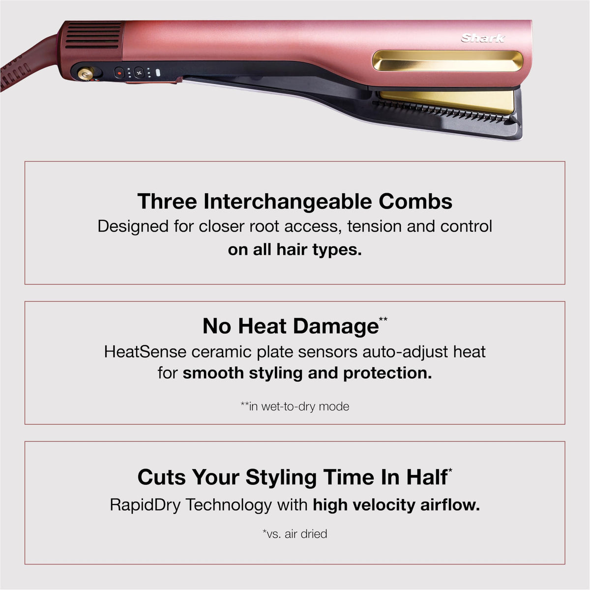 Shark SilkiPro styling wet-to-dry on damp hair showing faster single-pass results