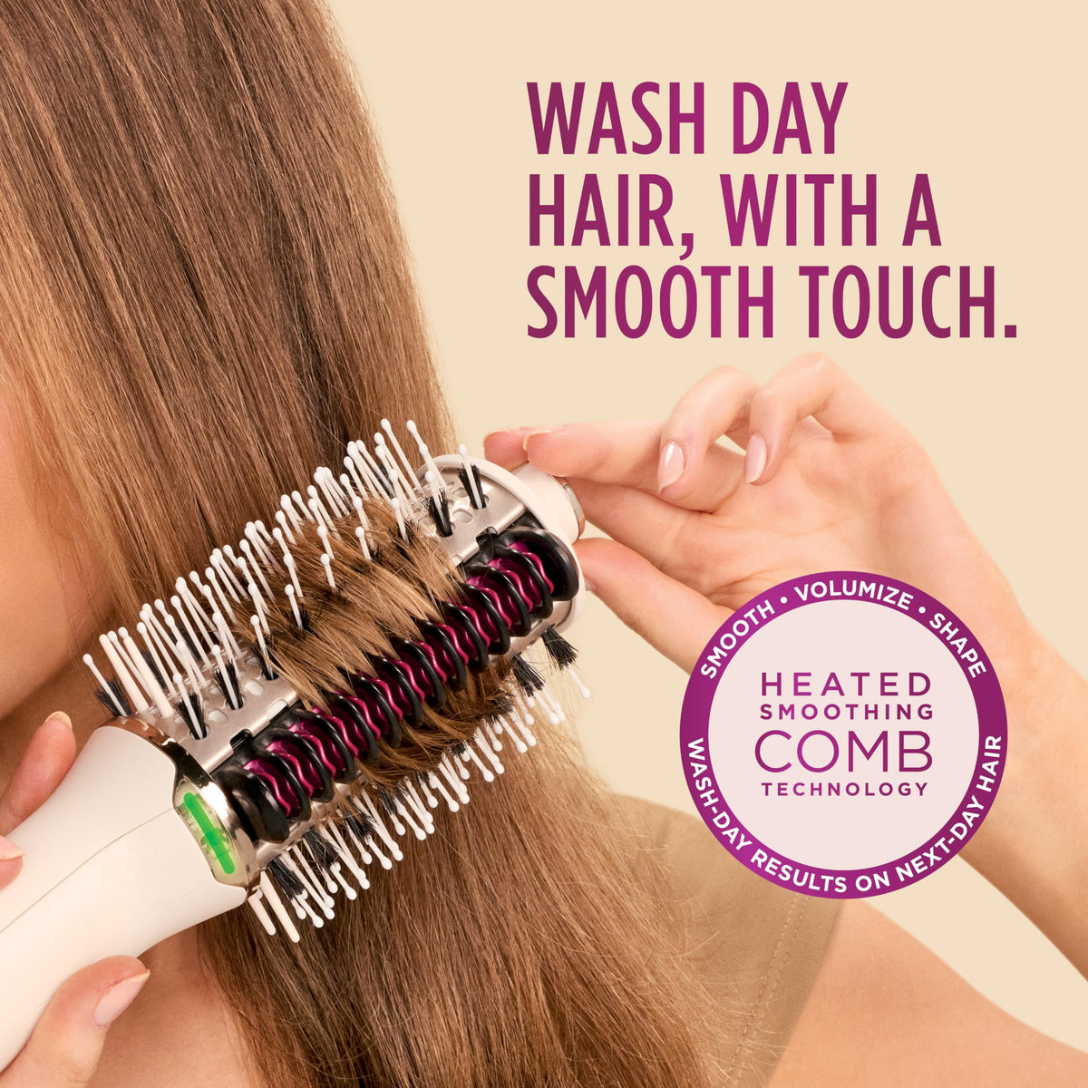 Shark SmoothStyle nylon and boar bristles detail for detangling and shine