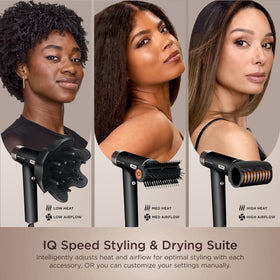 Shark SpeedStyle Pro accessories arranged, includes diffuser brush and finishing tools
