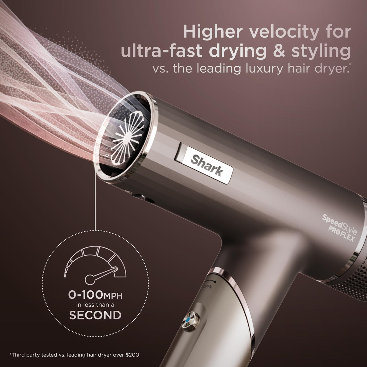 Shark SpeedStyle Pro FLEX turbo concentrator close-up, enabling precise sleek styling