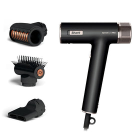 Shark SpeedStyle Pro front view showing sleek dryer and professional finish benefit