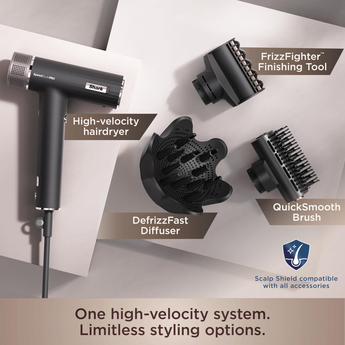 Shark SpeedStyle Pro control panel showing Scalp Shield mode for gentle root drying