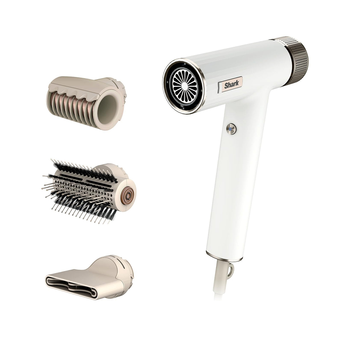 Shark Turbo Concentrator nozzle image focusing airflow for precise drying and targeted lift