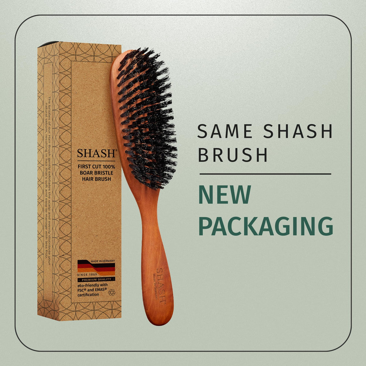 SHASH close-up of 100% boar bristles highlighting gentle conditioning action