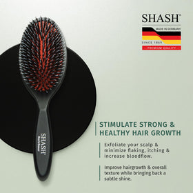 SHASH brushed hair texture after use showing smoother shine and reduced frizz