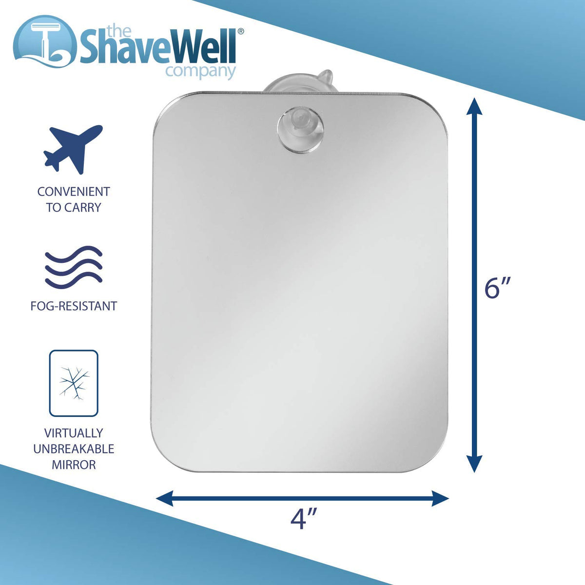 Shave Well mirror under running shower illustrating fogless performance