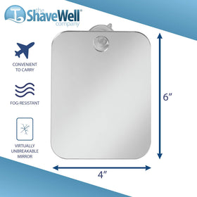 Shave Well mirror under running shower illustrating fogless performance