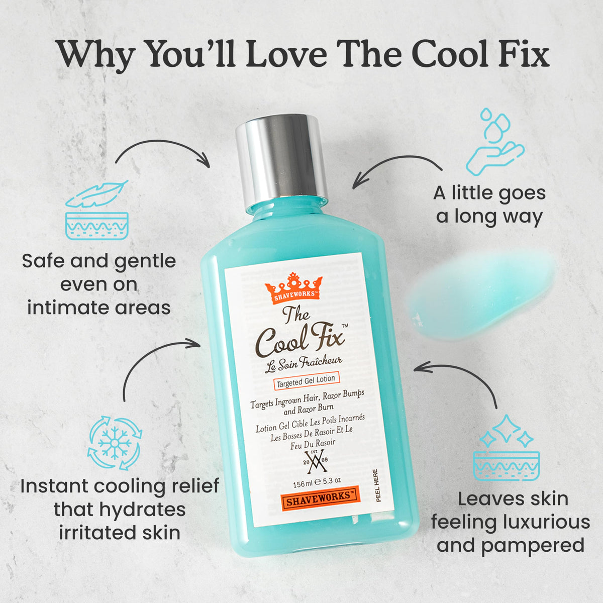 Shaveworks Cool Fix being applied to bikini area to soothe irritation